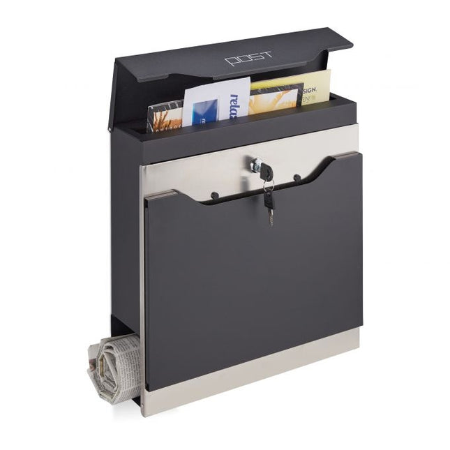 Letterbox with newspaper holder