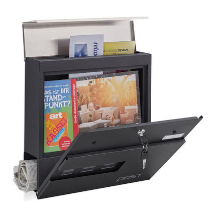 Letterbox with newspaper holder