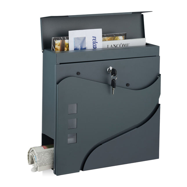 Letterbox with newspaper holder anthracite grey