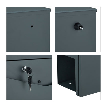 Letterbox with newspaper holder anthracite grey