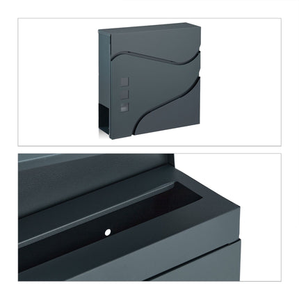 Letterbox with newspaper holder anthracite grey