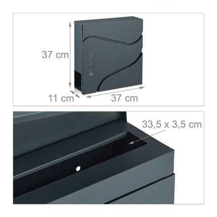 Letterbox with newspaper holder anthracite grey