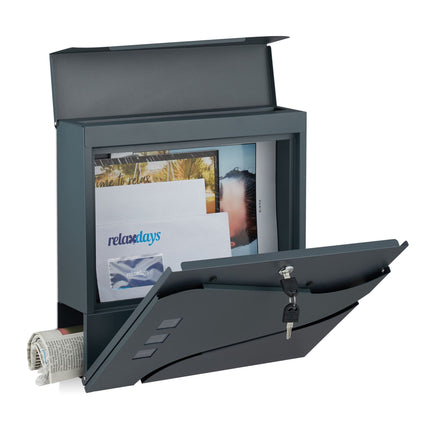 Letterbox with newspaper holder anthracite grey