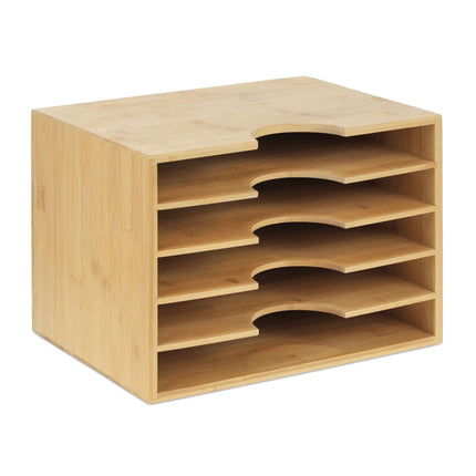 Letter tray in bamboo with 5 compartments