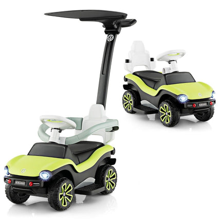 Licensed 3-in-1 Volkswagen ride-on car with triple adjustable push handle 96 x 40 x 93 Green
