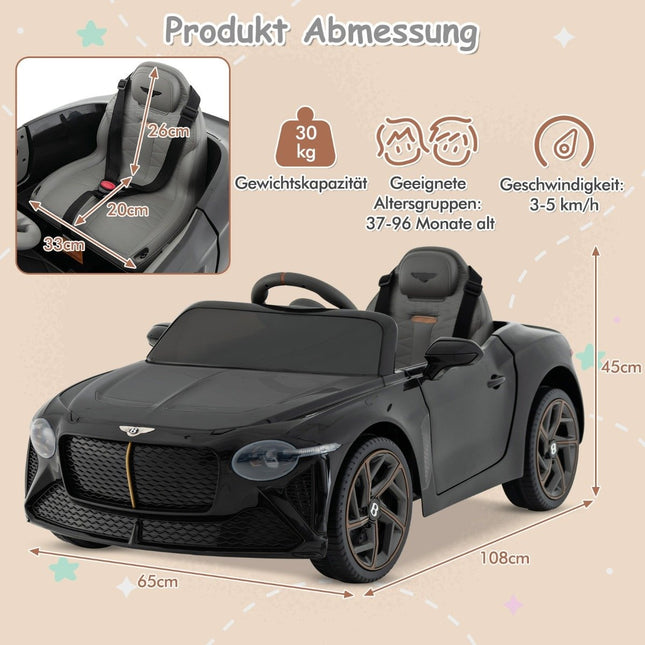 Licensed Bentley Bacalar children's vehicle with remote control & scissor doors & suspension black