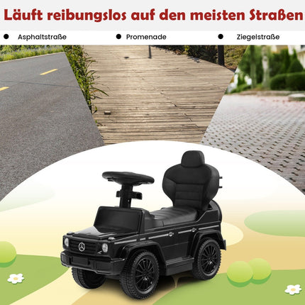 Licensed Mercedes Benz children's vehicle with adjustable sunroof &amp; Parent handle stroller black