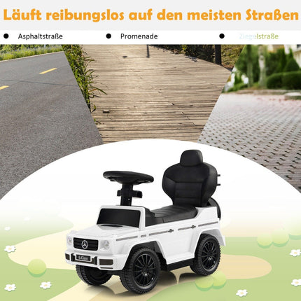 Licensed Mercedes Benz children's vehicle with adjustable sunroof &amp; Parent handle stroller white