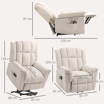 Lift Chair with Massage and Heat, Beige Chenille Fabric