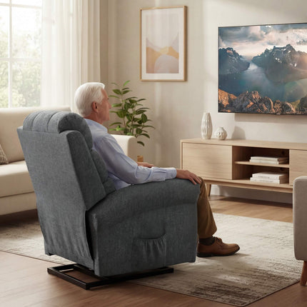 Lift Recliner Chair with Massage, Heat, Linen Look, Gray