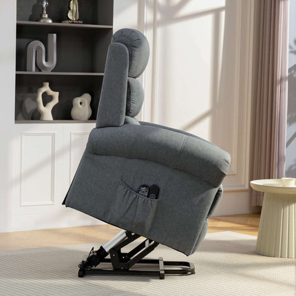 Lift Recliner Chair with Massage, Heat, Linen Look, Gray