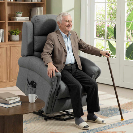 Lift Recliner Chair with Massage, Heat, Linen Look, Gray
