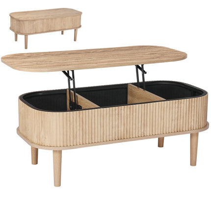 Lift Top Coffee Table, 39.4 In Oval With Hidden Storage