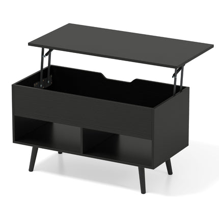 Lift-Top Coffee Table, Black, Hidden Storage, 2 Shelves
