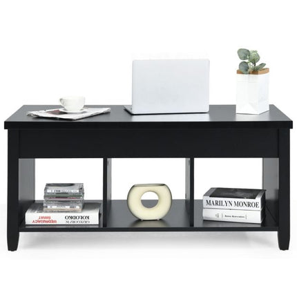 Lift-Top Coffee Table, Hidden Storage Cubes, Black