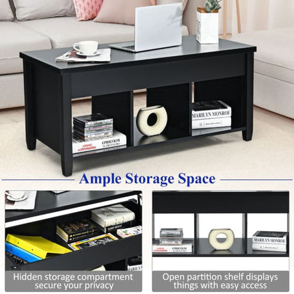 Lift-Top Coffee Table, Hidden Storage Cubes, Black