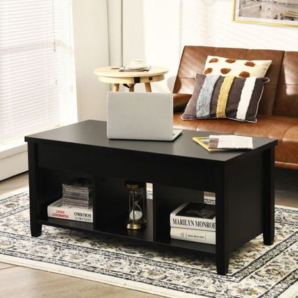 Lift-Top Coffee Table, Hidden Storage Cubes, Black