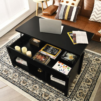Lift-Top Coffee Table, Hidden Storage Cubes, Black