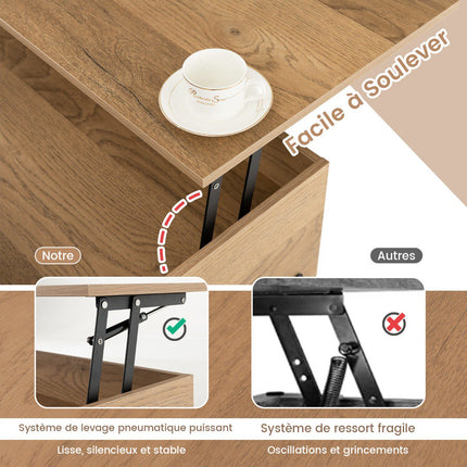 Lift-Top Coffee Table, Pneumatic Lift, Hidden Storage