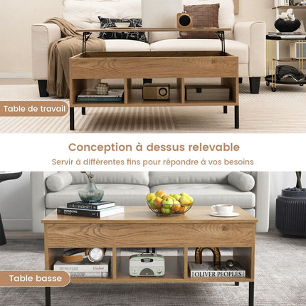 Lift-Top Coffee Table, Pneumatic Lift, Hidden Storage