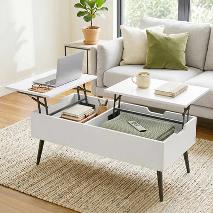 Lift-Top Coffee Table With Hidden Storage, 100 x 50 cm, White
