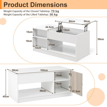 Lift-Top Coffee Table With Storage, Pneumatic Gas Lift