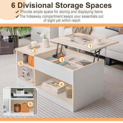 Lift-Top Coffee Table With Storage, Pneumatic Gas Lift