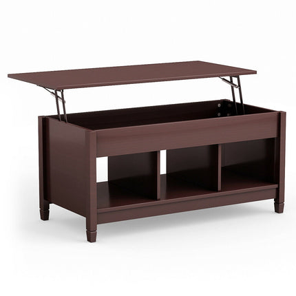 Lift-Top Coffee Table with Hidden Storage, 3 Shelves
