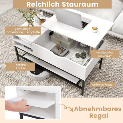 Lift-Top Coffee Table with Hidden Storage, White