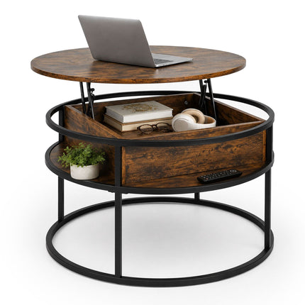 Lift-Top Coffee Table with Storage, Black Industrial Design