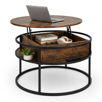 Lift-Top Coffee Table with Storage, Black Industrial Design