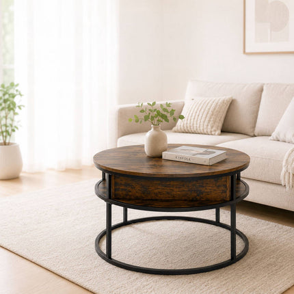 Lift-Top Coffee Table with Storage, Black Industrial Design