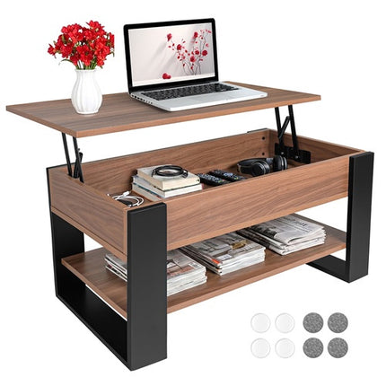 Lift-Top Coffee Table with Storage, Oak & Black