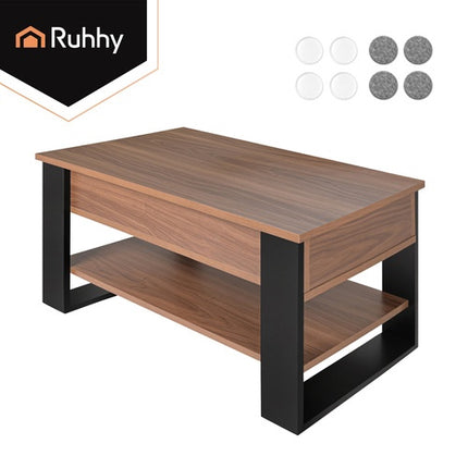Lift-Top Coffee Table with Storage, Oak & Black