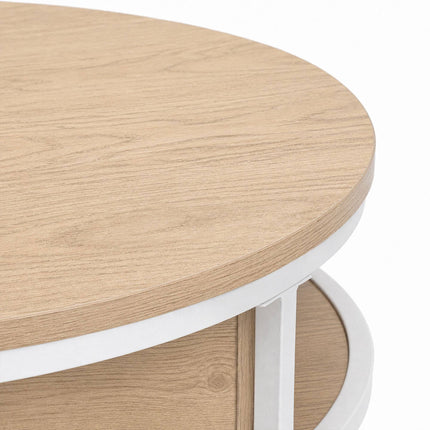 Lift-Top Coffee Table with Storage, White-Beige