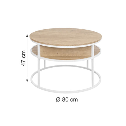 Lift-Top Coffee Table with Storage, White-Beige