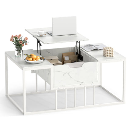 Lift-Top Coffee Table with Storage, White – Engineered Wood