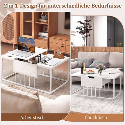 Lift-Top Coffee Table with Storage, White – Engineered Wood