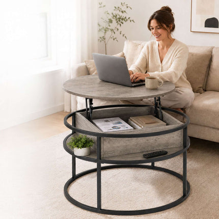 Lift-Top Coffee Table with Storage, Wood-Effect Finish