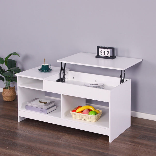 Lift-Top Coffee Table with Storage and Shelves