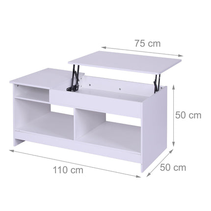 Lift-Top Coffee Table with Storage and Shelves