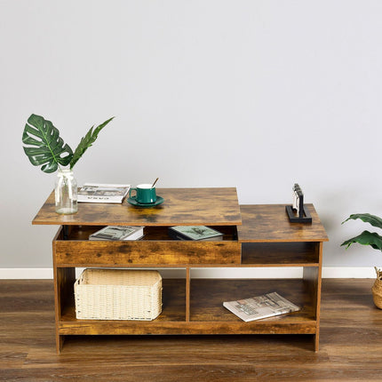 Lift-Top Coffee Table with Storage and Shelves