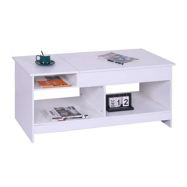 Lift-Top Coffee Table with Storage and Shelves