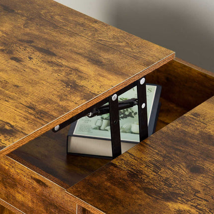 Lift-Top Coffee Table with Storage and Shelves