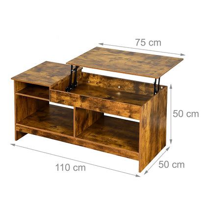 Lift-Top Coffee Table with Storage and Shelves