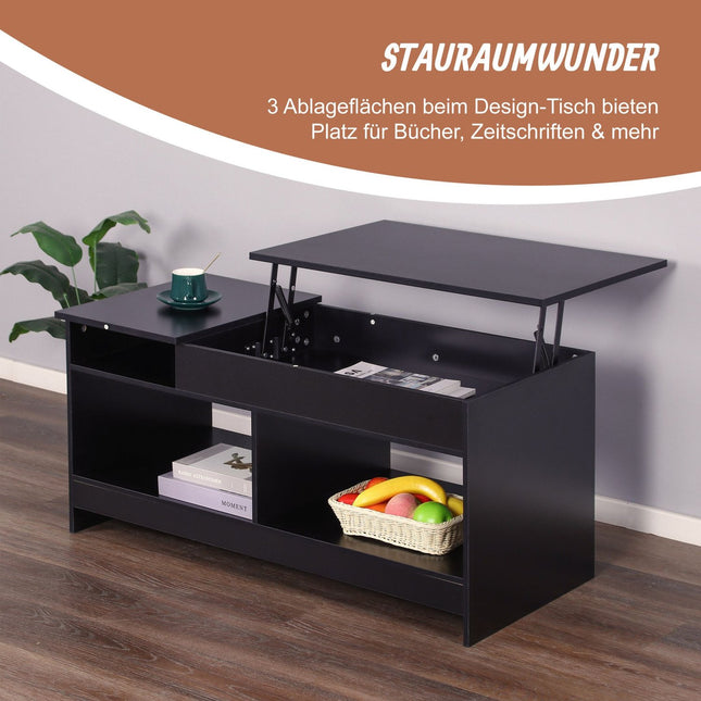 Lift-Top Coffee Table with Storage and Shelves