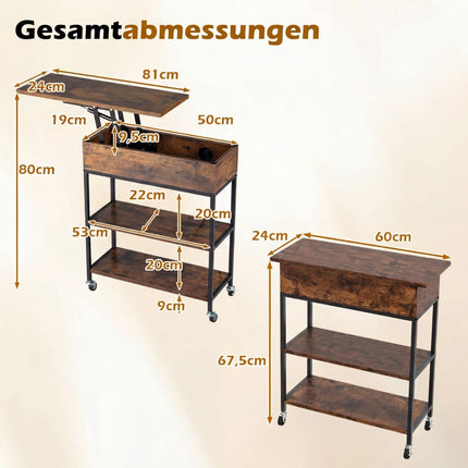 Lift-Top Side Table with Charging Station and Storage