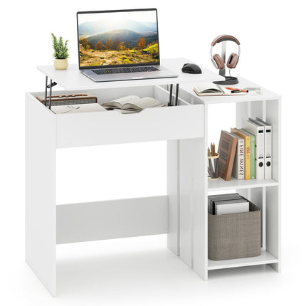 Lift-Top Sit-Stand Computer Desk, 100 x 49 cm, White