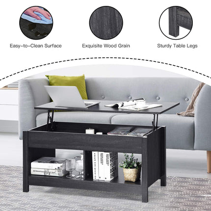 Lift-Top Storage Coffee Table, 109 cm, Black