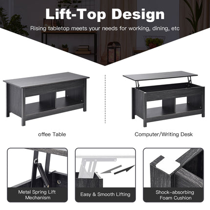 Lift-Top Storage Coffee Table, 109 cm, Black